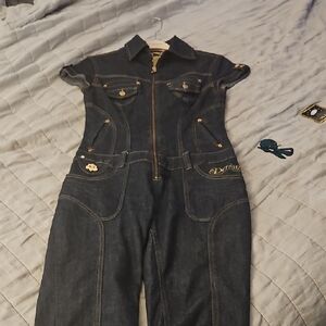 Dereon Blue Denim Overalls with Fitted Waist